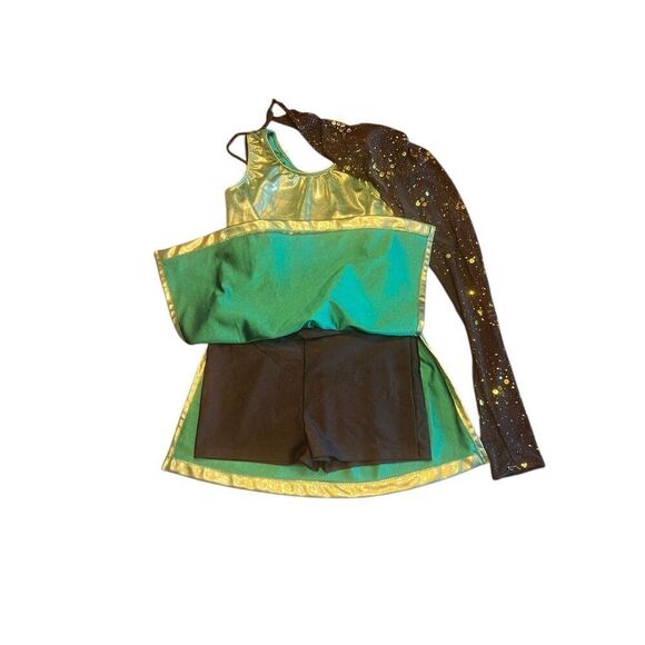Revolution medium child holographic sequin one shoulder dance costume jazz - Picture 2 of 5